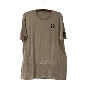 Under Armour Beige Freedom Crewneck Short Sleeve Tee Tshirt Mens Size XLarge